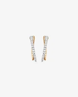 Crossover Hoop Earrings with .20 Carat TW Diamonds in Sterling Silver and 10kt Yellow gold