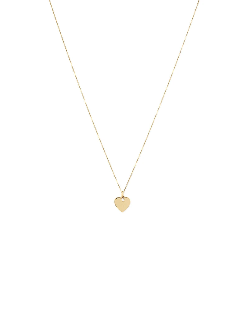 Diamond Charm Heart Pendant Necklace in 10kt Yellow Gold