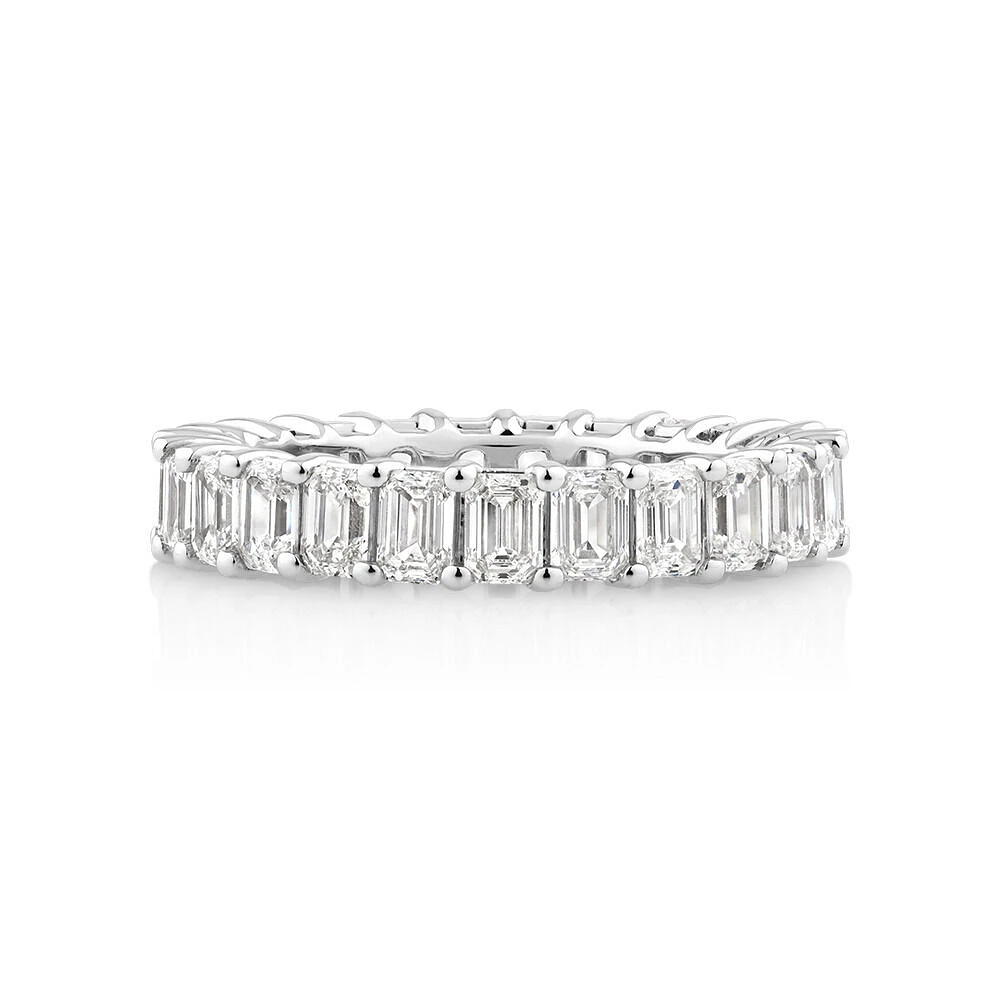 3.50 Carat TW Emerald Cut Laboratory-Grown Diamond Eternity Ring in 14kt White Gold