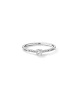 0.25 Carat TW Round Brilliant Diamond Side Accent Engagement Ring in 14kt White Gold