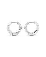 Textured Tapered Dome Huggie Earrings in Sterling Silver