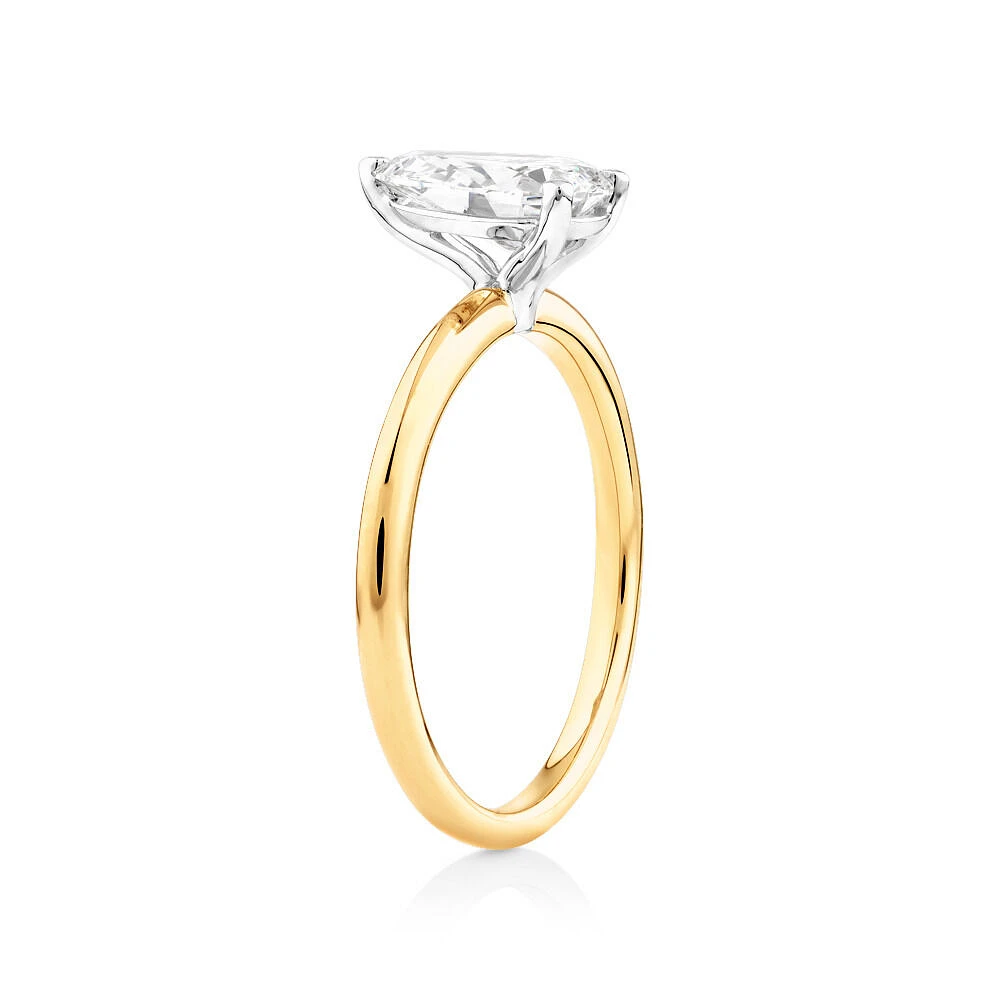 Solitaire Engagement Ring with 1.25 Carat TW of Laboratory-Grown Diamond in 14kt Yellow & White Gold