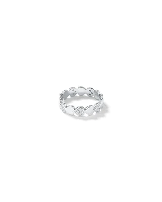 Bague Coeur Alternée en Zircon Cubique Argent Sterling