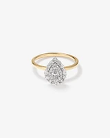 0.67 Carat TW Pear Cut Diamond Marquise and Round Brilliant Halo Engagement Ring in 14kt Yellow and White Gold