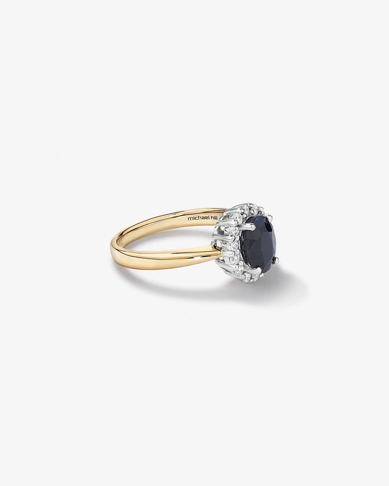 Ring with Sapphire & 0.25 Carat TW of Diamonds in 10kt Yellow & White Gold