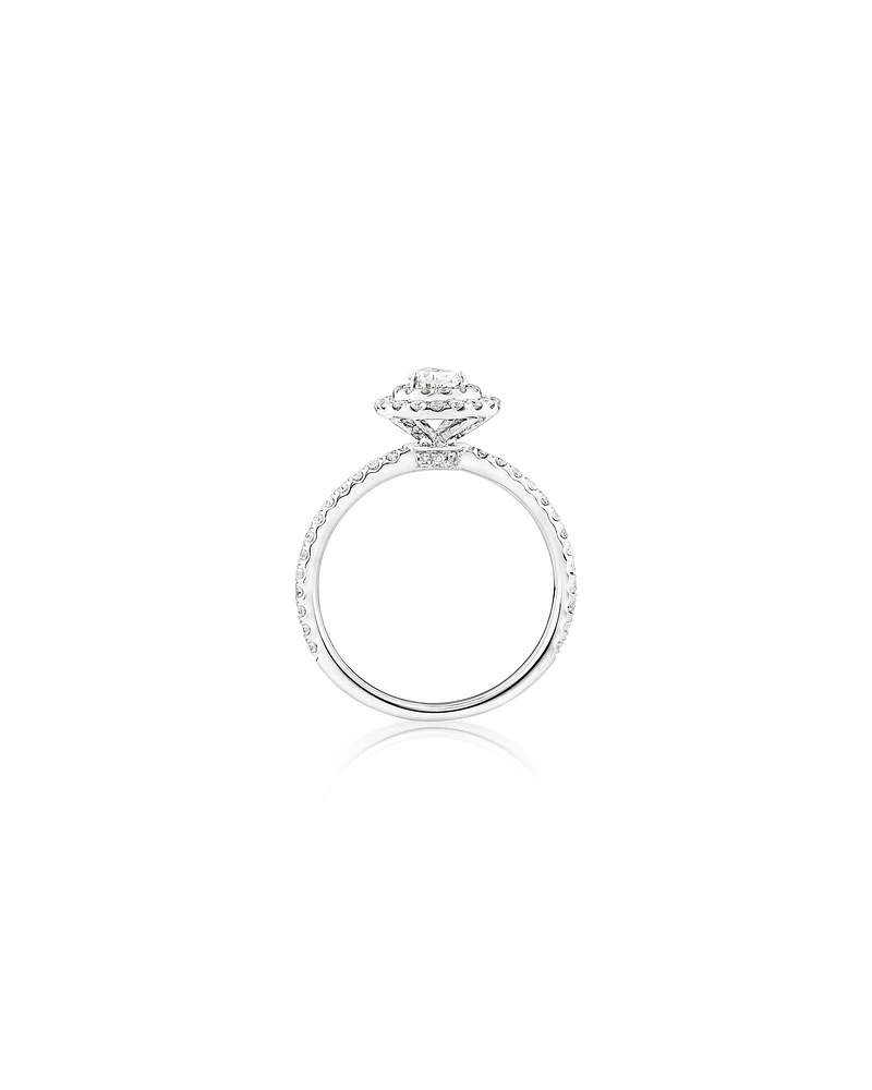 Double Halo Ring with 0.71 Carat TW of Diamonds in 18kt Gold