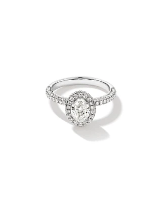 1.65 Carat TW Oval Cut Diamond Pave Halo Engagement Ring in Platinum