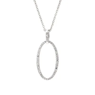 Open Oval Pendant with 0.25 Carat TW of Diamonds in Sterling Silver