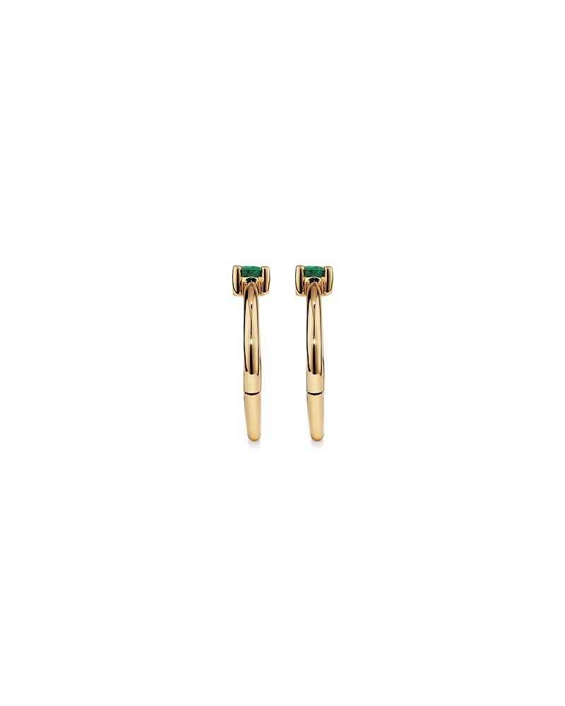 10mm Emerald Accent Sleepers in 10kt Yellow Gold