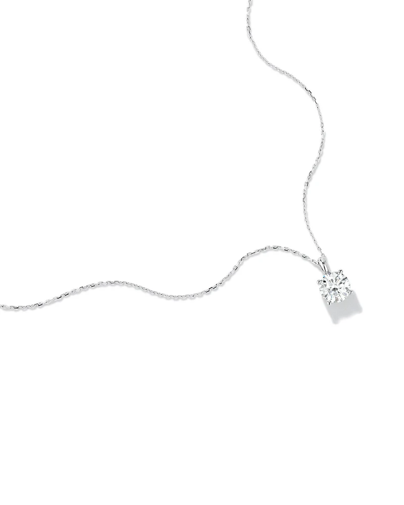 Carat TW Laboratory-Grown Diamond Solitaire Pendant in 14kt White Gold