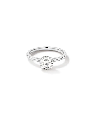 1,05 Carat Poids Total Bague De Fiançailles Solitaire En Diamant Rond Brillant Avec Pavé Caché Et Halo, En Platine