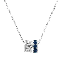 Sapphire & Diamond Dot Dash Rondell Pendant with 0.21 Carat TW in 10kt White Gold