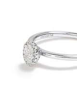 0.31 Carat TW Oval Cut Diamond Halo Engagement Ring in 14kt White Gold