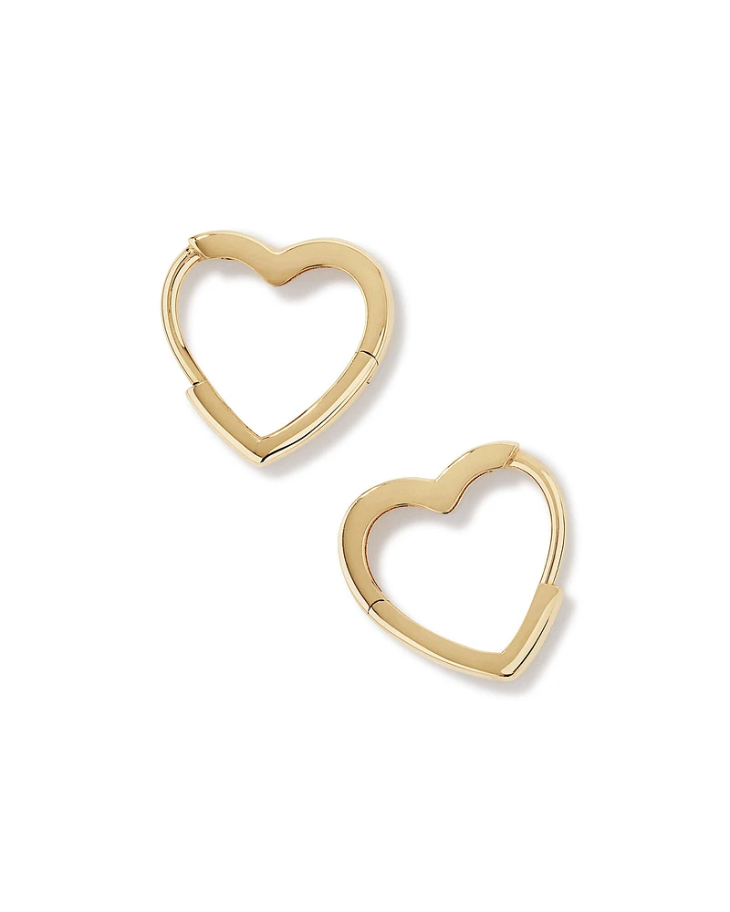 11mm Heart Shape Huggie Earrings in 10kt Yellow Gold