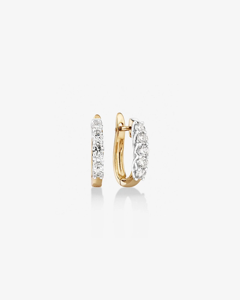 Hoop Earrings with 0.5 Carat TW of Diamonds in 14kt Yellow & White Gold