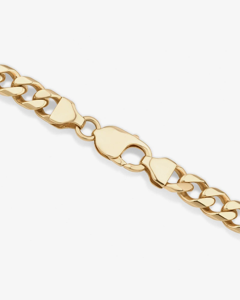 55cm (22") 7.5mm-8mm Width Solid Curb Chain in 10kt Yellow Gold