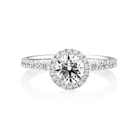 Sir Michael Hill Designer Halo Engagement Ring with 1.36 Carat TW of Diamonds in 18kt White Gold