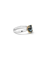 Ring with London Blue Topaz in Sterling Silver and 10kt Yellow Gold