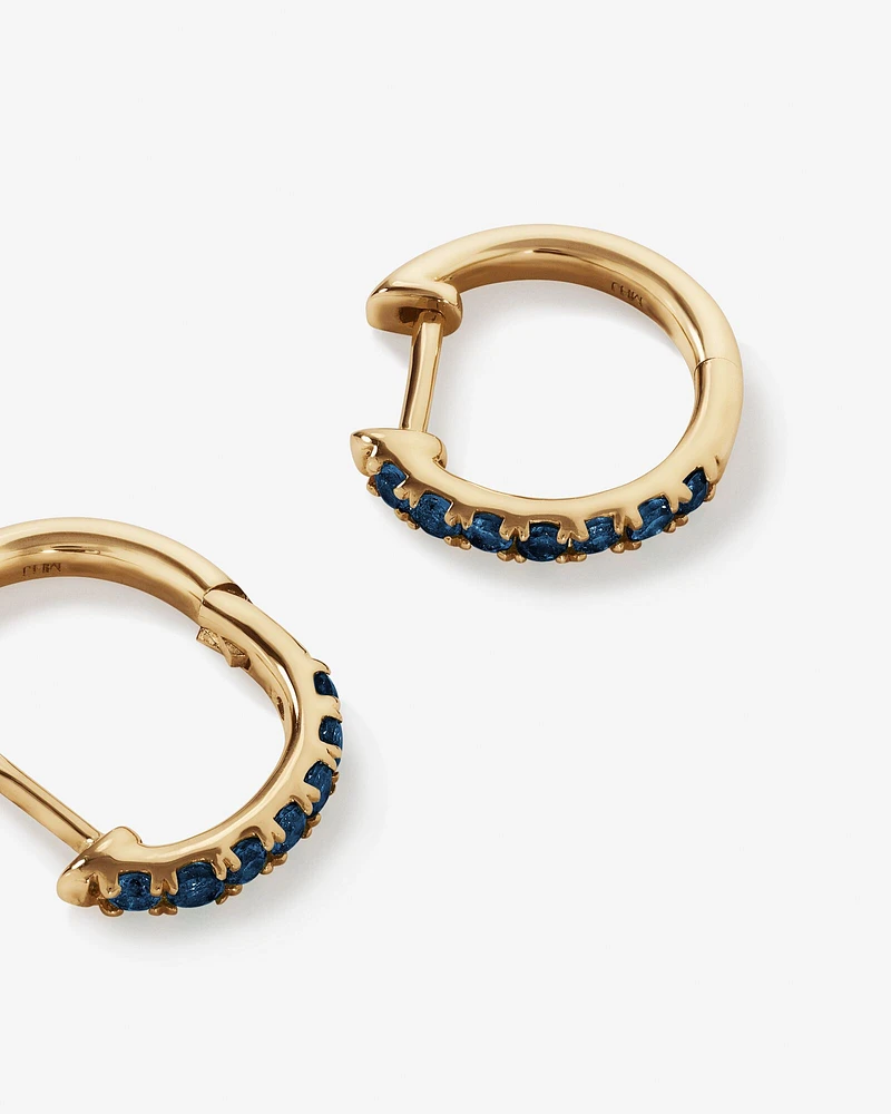 Sapphire Huggie Hoop Earrings in 10kt Yellow Gold