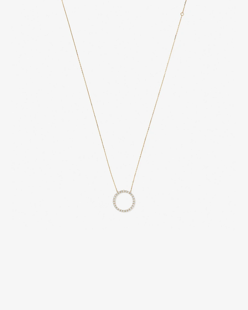 0.85 Carat TW Laboratory-Grown Diamond Circle Necklace in 10kt Yellow Gold