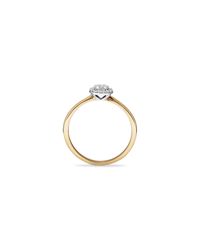 0.10 Carat TW Round Cluster Diamond Promise Ring in 10kt Yellow and White Gold