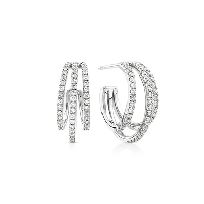 Illusion Hoop Earrings with 0.50 Carat TW of Diamonds in Sterling Silver