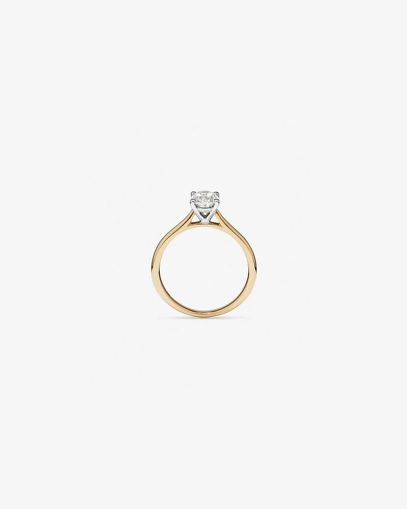 1.00 Carat TW Oval Solitaire Engagement Ring in 14kt Yellow and White Gold