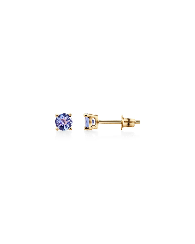 Stud Earrings with Tanzanite in 10kt Yellow Gold