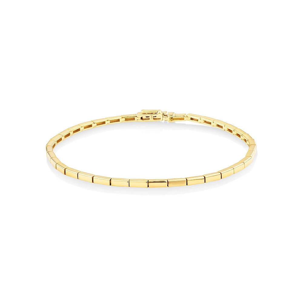 Rectangular Link Metal Tennis Bracelet in 10kt Yellow Gold