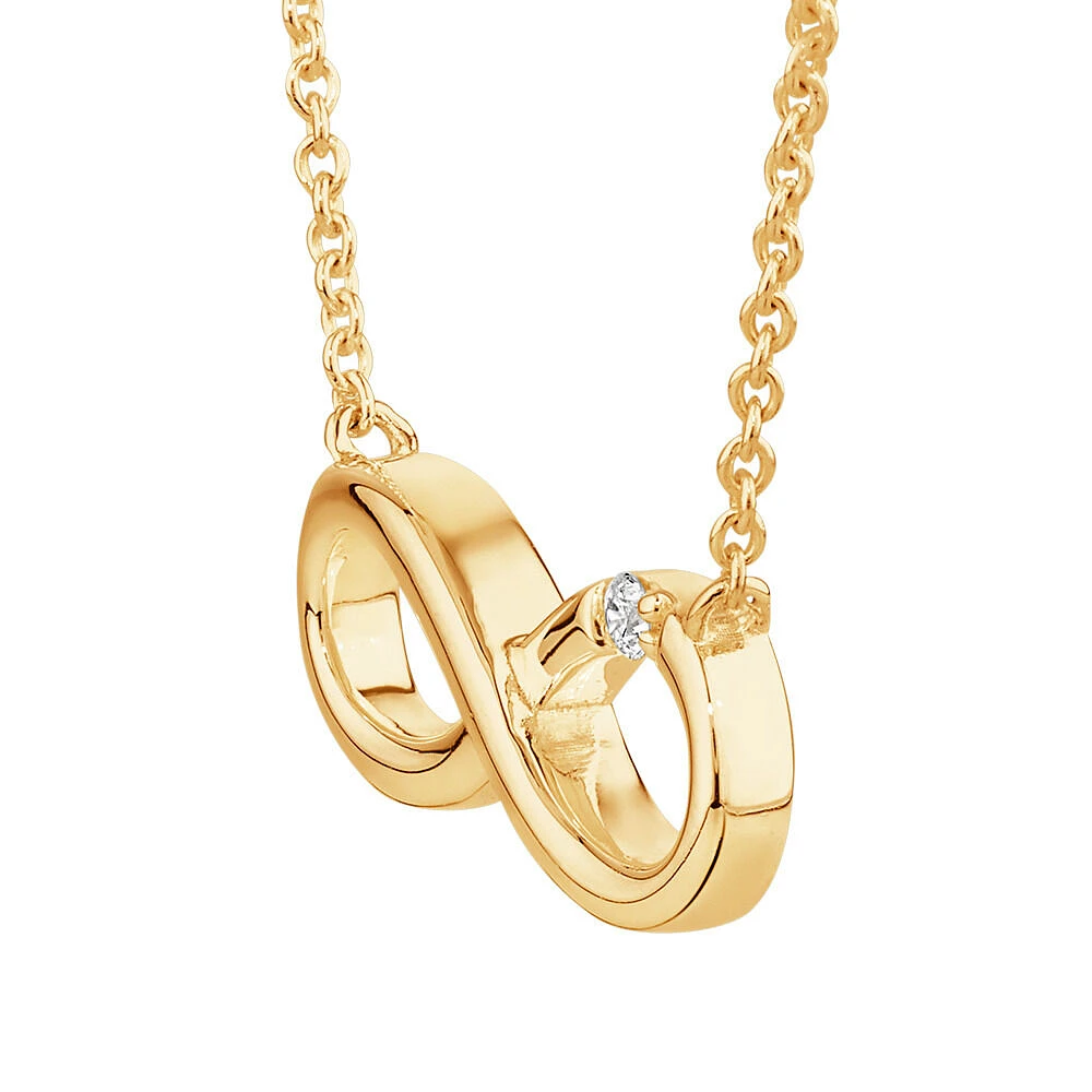 Collier infini orné d'un diamant en or jaune 10kt