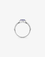 Halo Ring with Tanzanite & 0.15 Carat TW Of Diamonds in 10kt White Gold