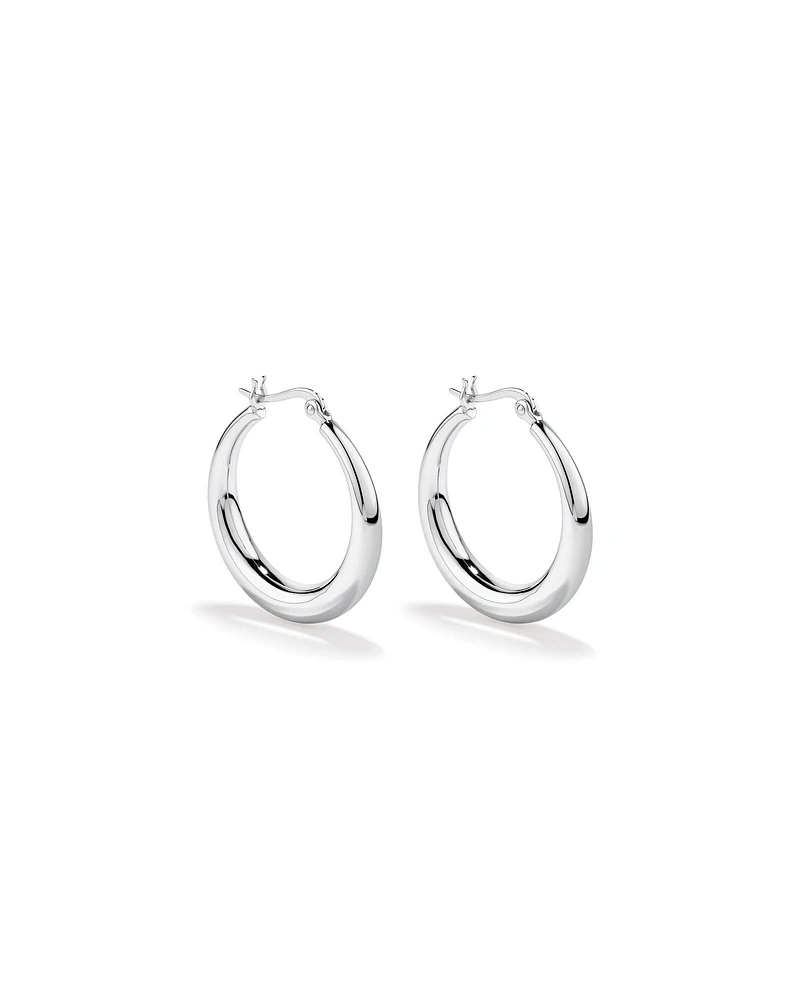 Boucles D'Oreilles Créoles Bombées Graduées En Argent Sterling