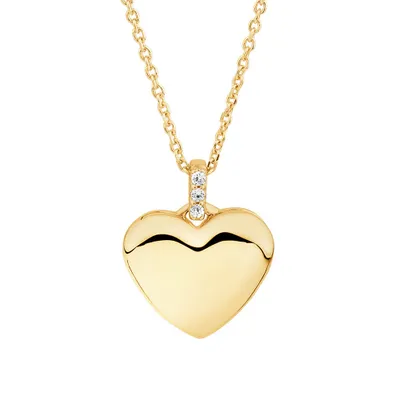 Diamond Accent Heart locket in 10kt Yellow Gold