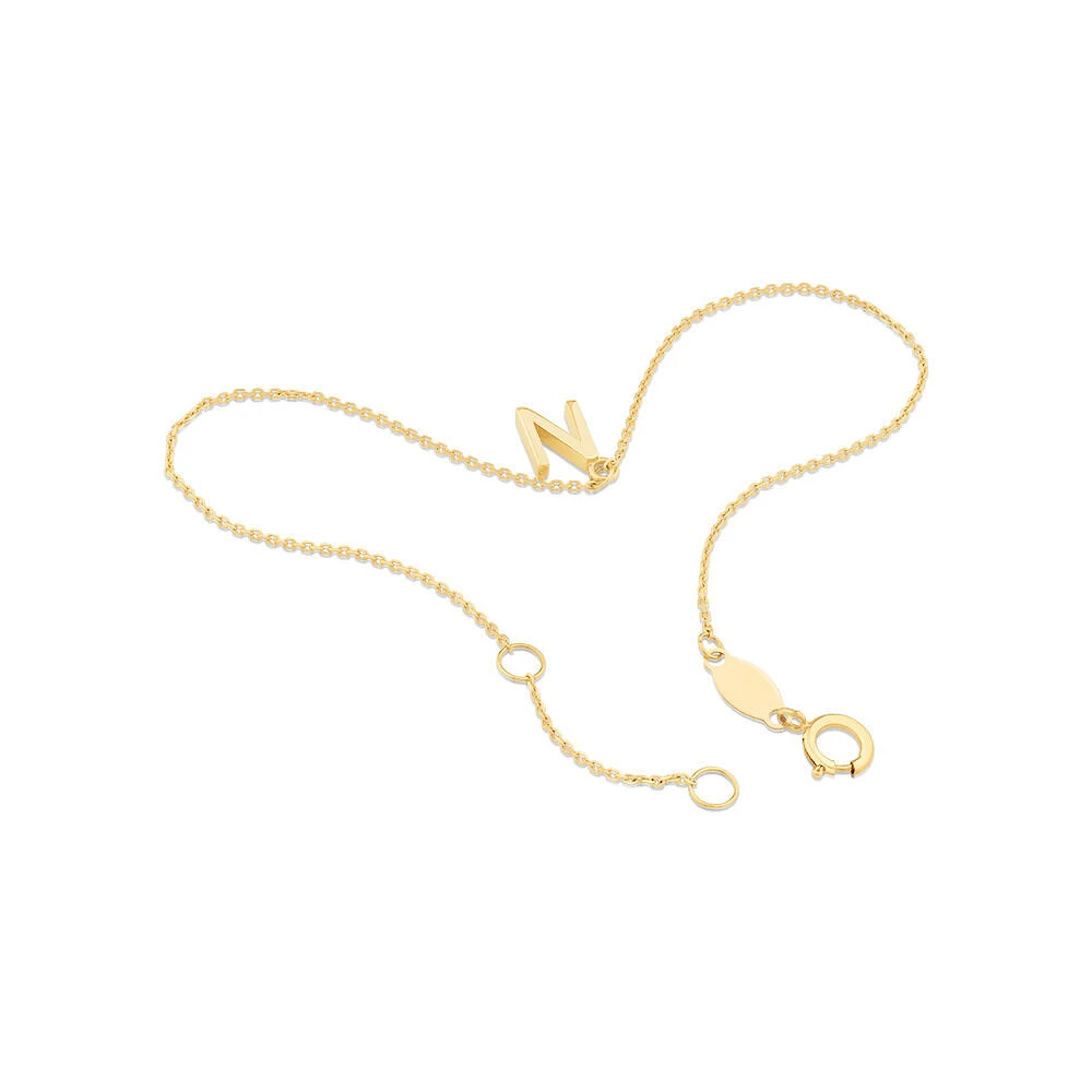 19cm (7.5") C Initial Bracelet in 10kt Yellow Gold