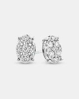 Oval Cluster Earrings with 1.0 Carat TW of Diamonds in 10kt White Gold