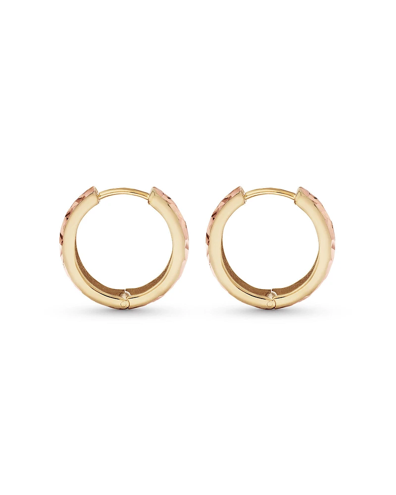 11mm Hoop Earrings in 10kt Yellow, White & Rose Gold