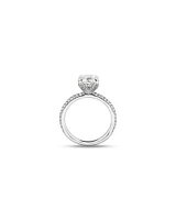 2.00 Carat TW Round Brilliant Laboratory-Grown Diamond Solitaire Side Accent Engagement Ring in 14kt White Gold