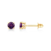 Stud Earrings with Amethyst in 10kt Yellow Gold