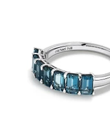 London Blue Topaz Half Eternity Ring in 10kt White Gold