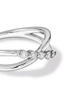 0.20 Carat TW Round Brilliant Diamond Crossover Ring in Sterling Silver