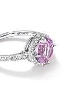 Halo Ring with Amethyst & 0.34 Carat TW of Diamonds in 10kt White Gold