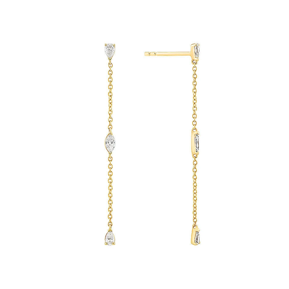 0.32 Carat TW Fancy Cut Laboratory-Grown Diamond Drop Earrings in 10kt Yellow Gold