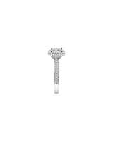 1.65 Carat TW Emerald Cut Diamond Pave Halo Engagement Ring in Platinum