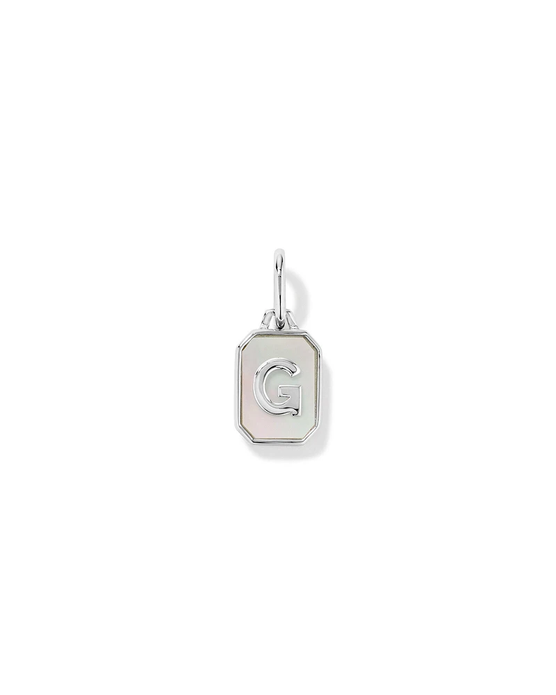 Letter F Mother of Pearl Initial Pendant in Sterling Silver