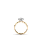 0.61 Carat TW Oval Cut Diamond Marquise and Round Brilliant Halo Engagement Ring in 14kt Yellow and White Gold