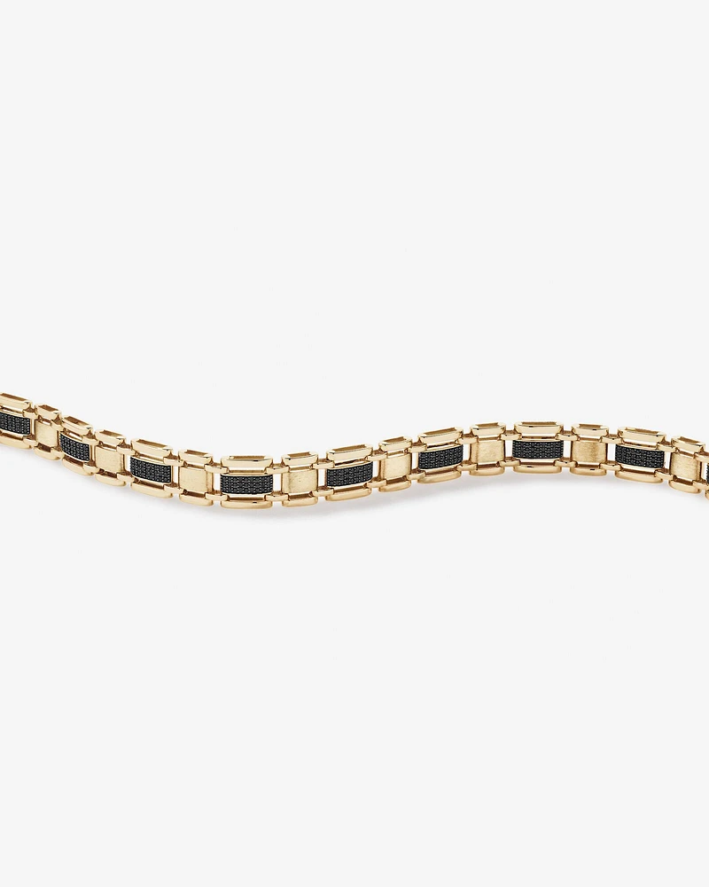 21cm Bracelet with .43TW of Black Diamonds in 10kt Yellow Gold & Black Rhodium