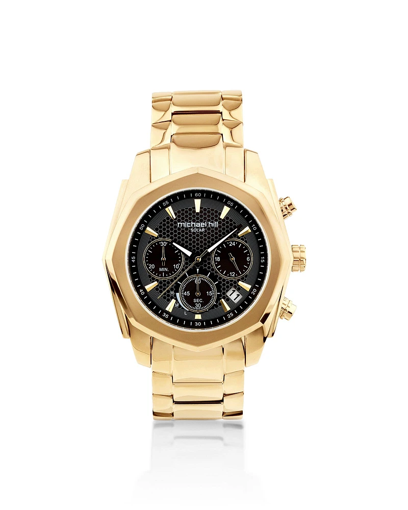 Men's Solar Chronograph Watch in Gold Tone Stainless Steel