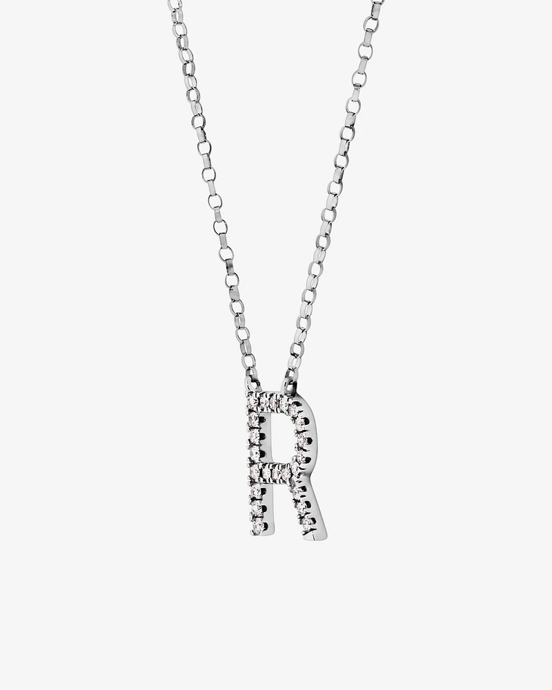 A' Initial necklace with 0.10 Carat TW of Diamonds in 10kt White Gold