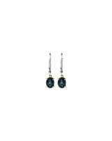 Earrings with London Blue Topaz in Sterling Silver and 10kt Yellow Gold