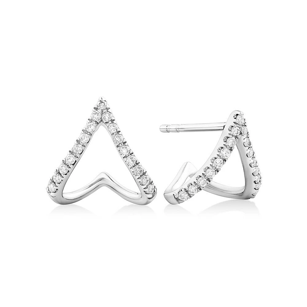 Chevron Stud Earrings with 0.17 Carat TW of Diamonds in Sterling Silver